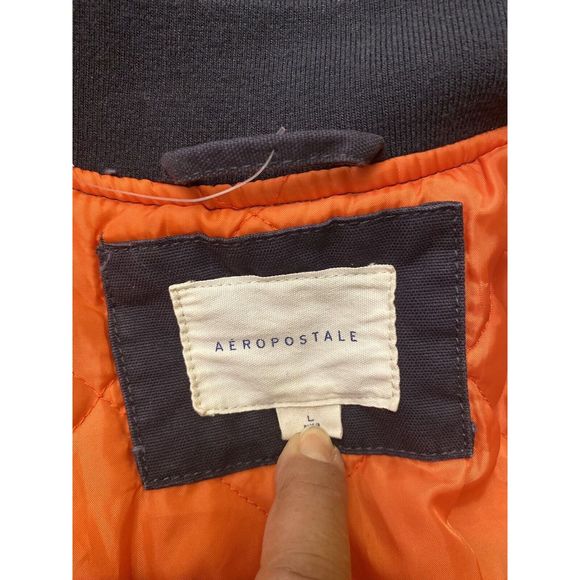 Aéropostale Bomber Gray Jacket - Sherpa Lined - Zipper Closure - Size L - Picture 12 of 14